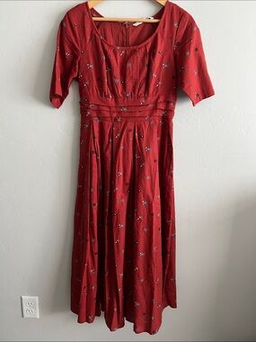 Linen-Cotton Midi Dress